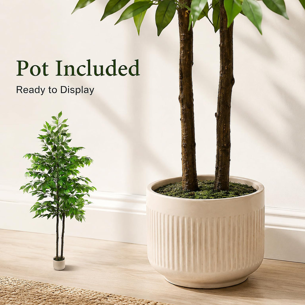 6Ft Ficus Tree Artificial, Fake Trees Artificial Indoor Decor