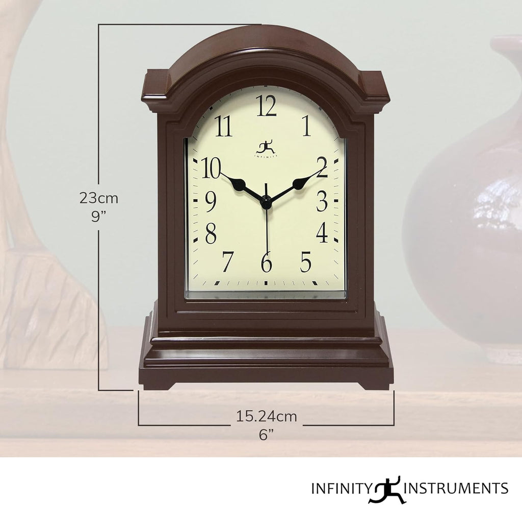 Miniature Grandfather Clock for Mantle, Vintage Tabletop Clock with Antique Design, 9"x6", Black