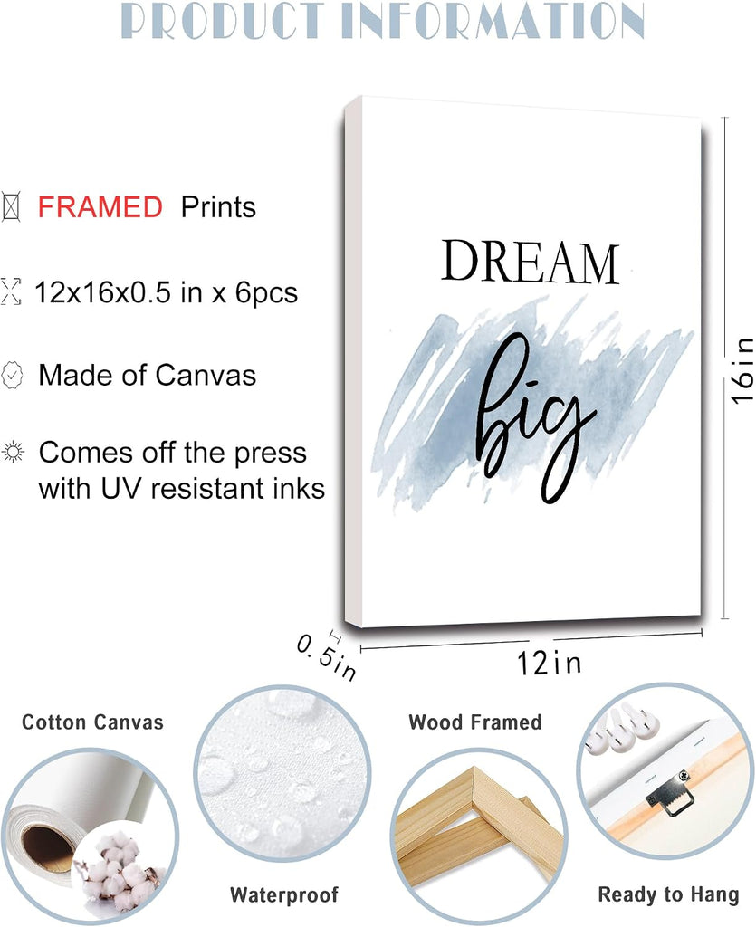 Motivational Wall Decor Inspirational Office Wall Art Quotes 12" x16" Framed Wall Art Encouraging Canvas Posters
