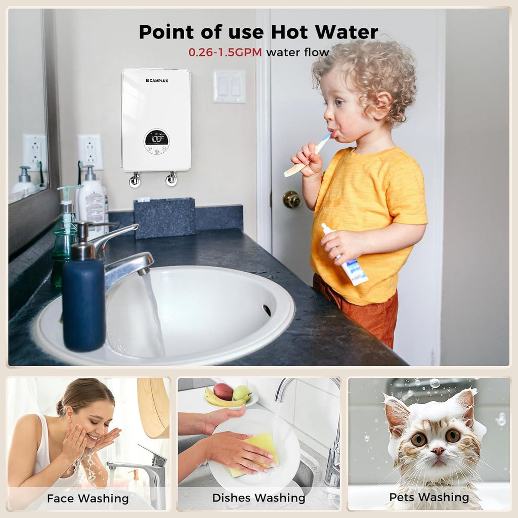 Tankless Water Heater Electric 120V, 4500W Point of Use Instant Hot Water Heater