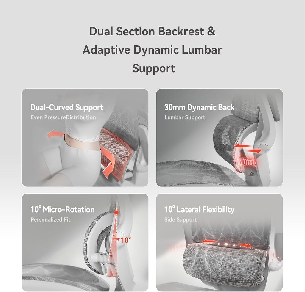 Ergonomic, Desk Chair with 3D Flip-up Armrests, Computer Chair with Dual Back Design and Adaptive Dynamic