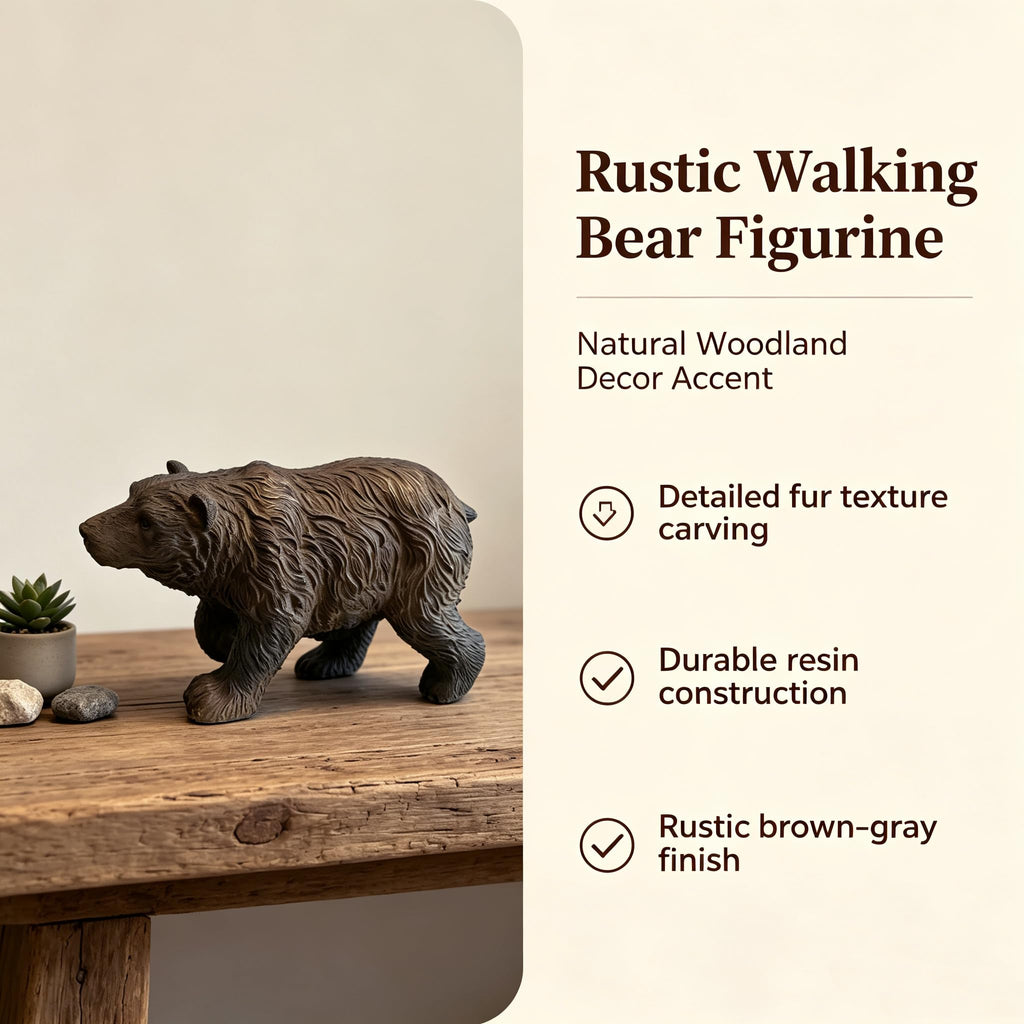 Rustic Bear Statue Shelf Decor