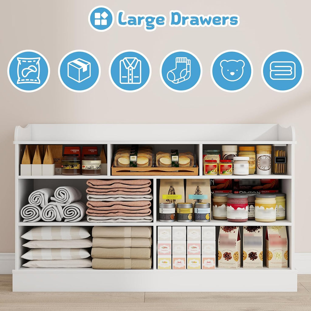 Kids Dresser Cabinet with 7 Drawers and Large Table Top, Multi-Functional Chest of Drawers, Baby Dresser, Kids