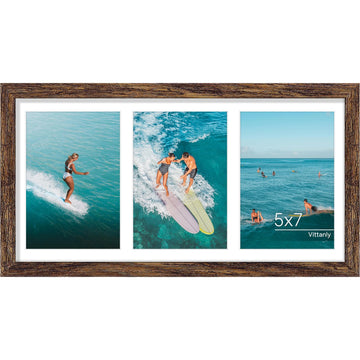 8x16 Collage Picture Frame for Wall Mounting, Rustic Brown