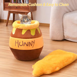Honey Pot Cat Cave Bed, Soft and Thick Rebound Sponge Pet Nest with Removable & Washable Cushion