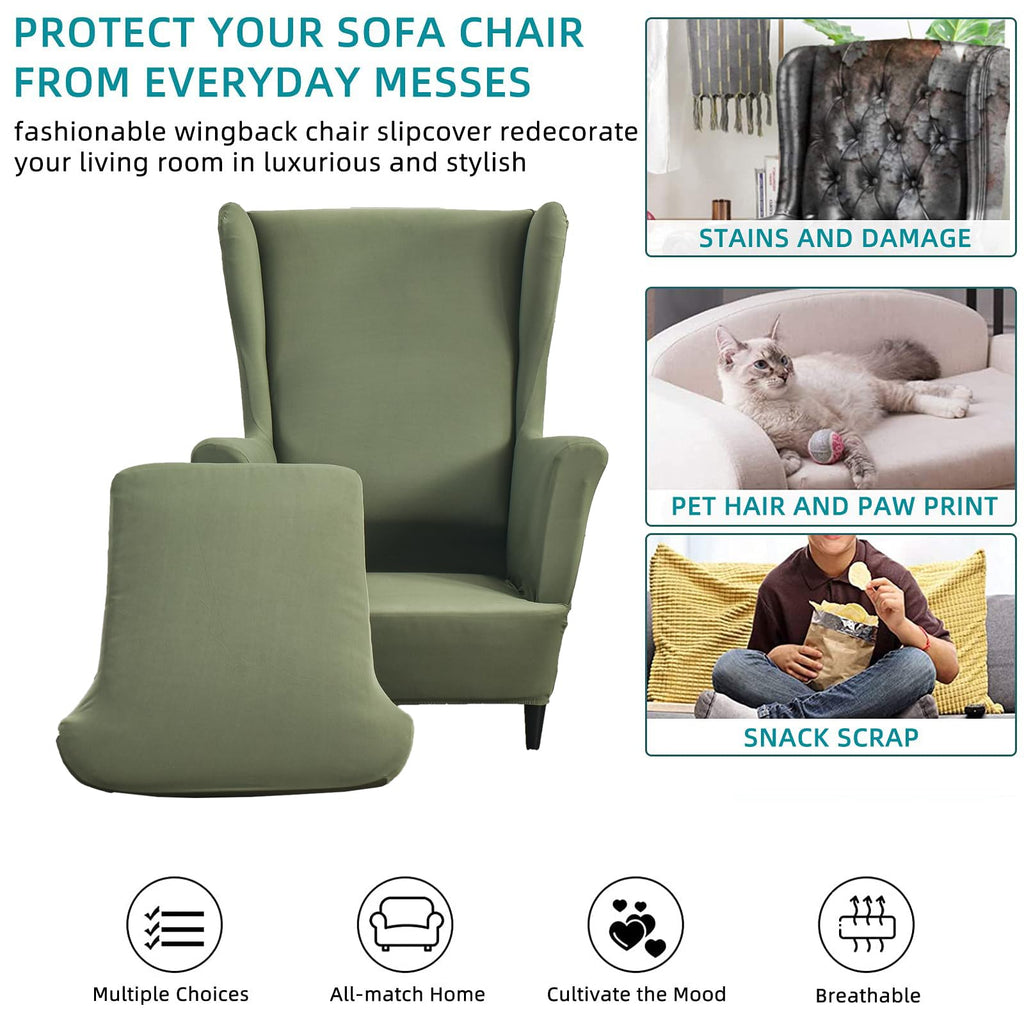 Wingback Chair Covers Green Armchair Slipcovers