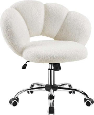Upholstered Desk Chair Cloud-Shaped Vanity Chair Adjustable Home Office Computer with Rolling Wheels for