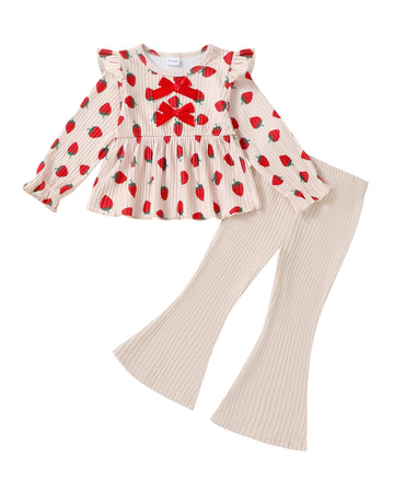 Baby Girl Clothes Strawberry Shirt Flared Pants Outfits