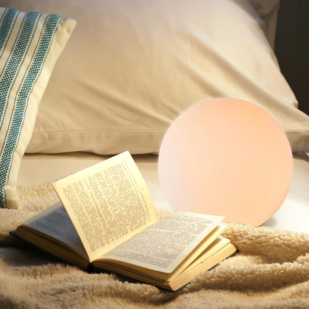 10 Inch Ball Table Lamp with Glass Shade, Ball Light Bookshelf Lamp and Bedroom Bookshelf Reading Decoration