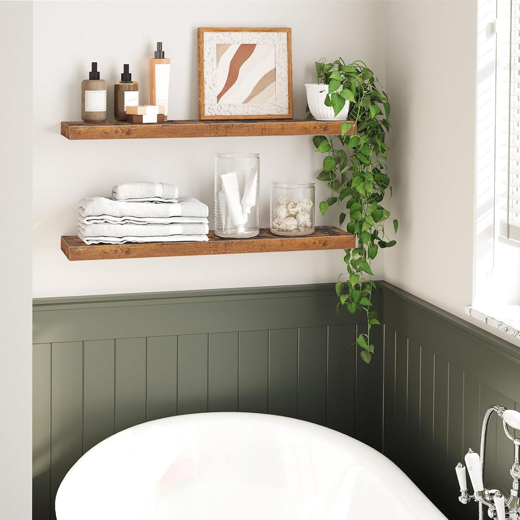 Floating Shelves for Wall, Wall Mounted Shelf Set of 2, 31.5" Hanging Shelf with Invisible Brackets, for Wall Storage