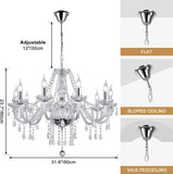 Modern Elegant 10 Lights K9 Crystal Glass Chandelier Silver Pendant Ceiling Lighting European Style for Dining Living Room Bedroom Transparent, 10 E12 Bulbs Required A110-B0DRF5LBRJ