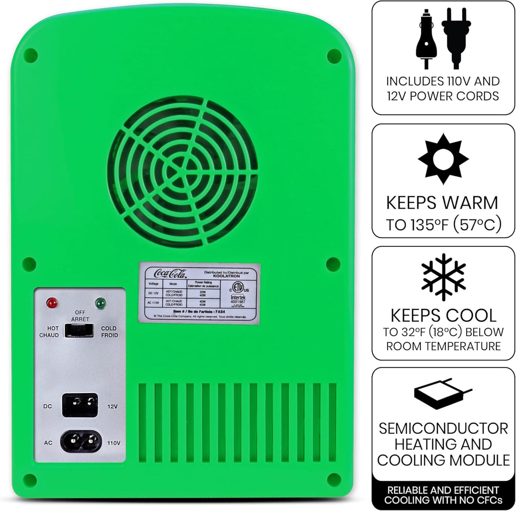 Sprite Mini Fridge 4L Portable Thermoelectric Cooler with Iconic Sprite Logo Dual Power 110V AC/12V DC for Home Office