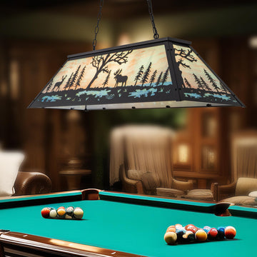 47in Rustic Pool Table Light Hanging Over 7'8'9' Pool Table