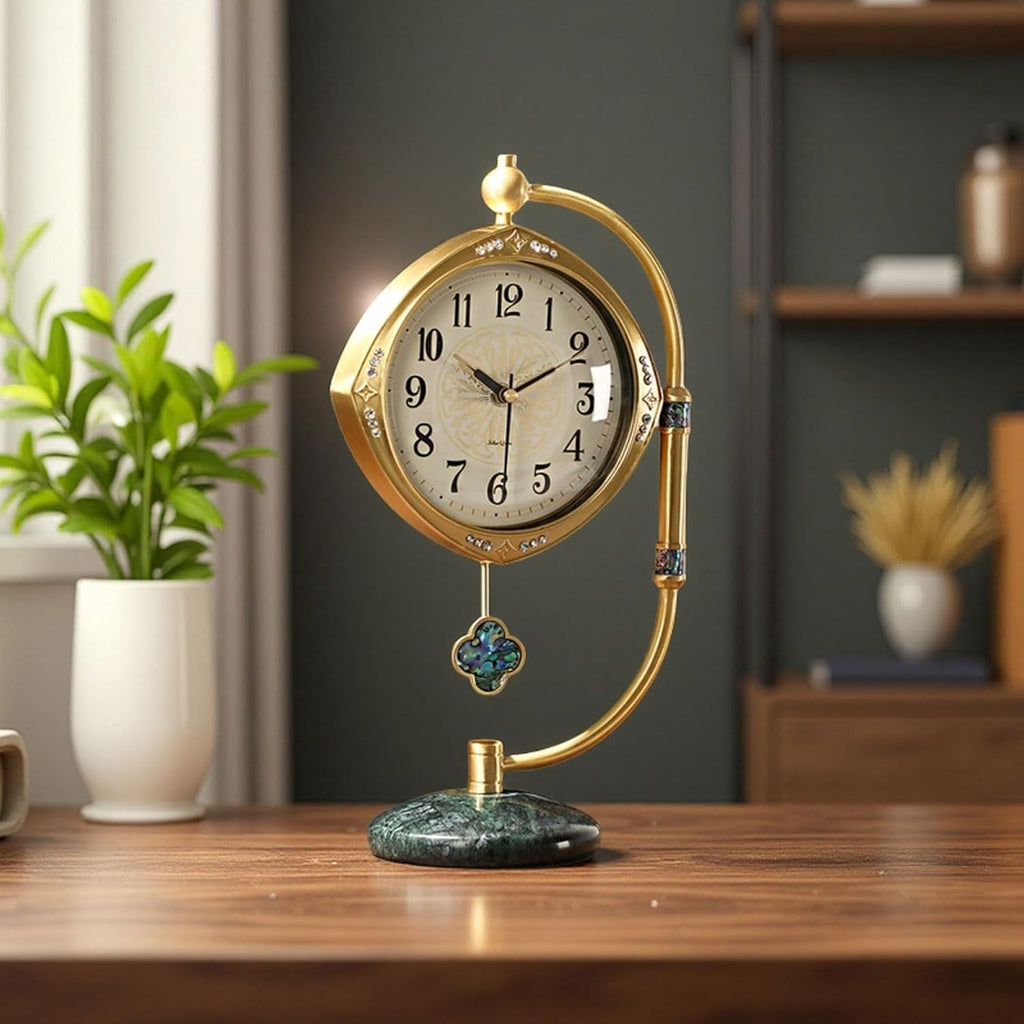 Quartz Movement Brass Mantel Clock with Long Power Reserve