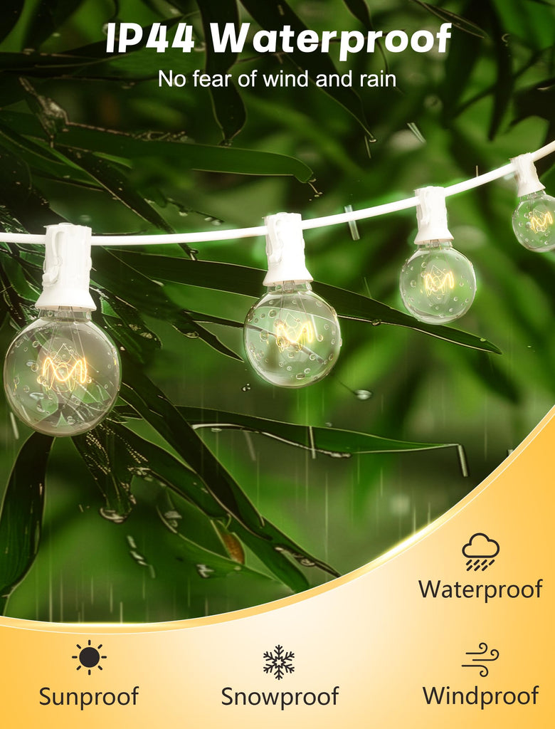 100Ft Patio String Lights, G40 Outdoor String Lights with 105 Clear Globe Edison Bulbs(5 Spare), 5 Watt Globe Bulb
