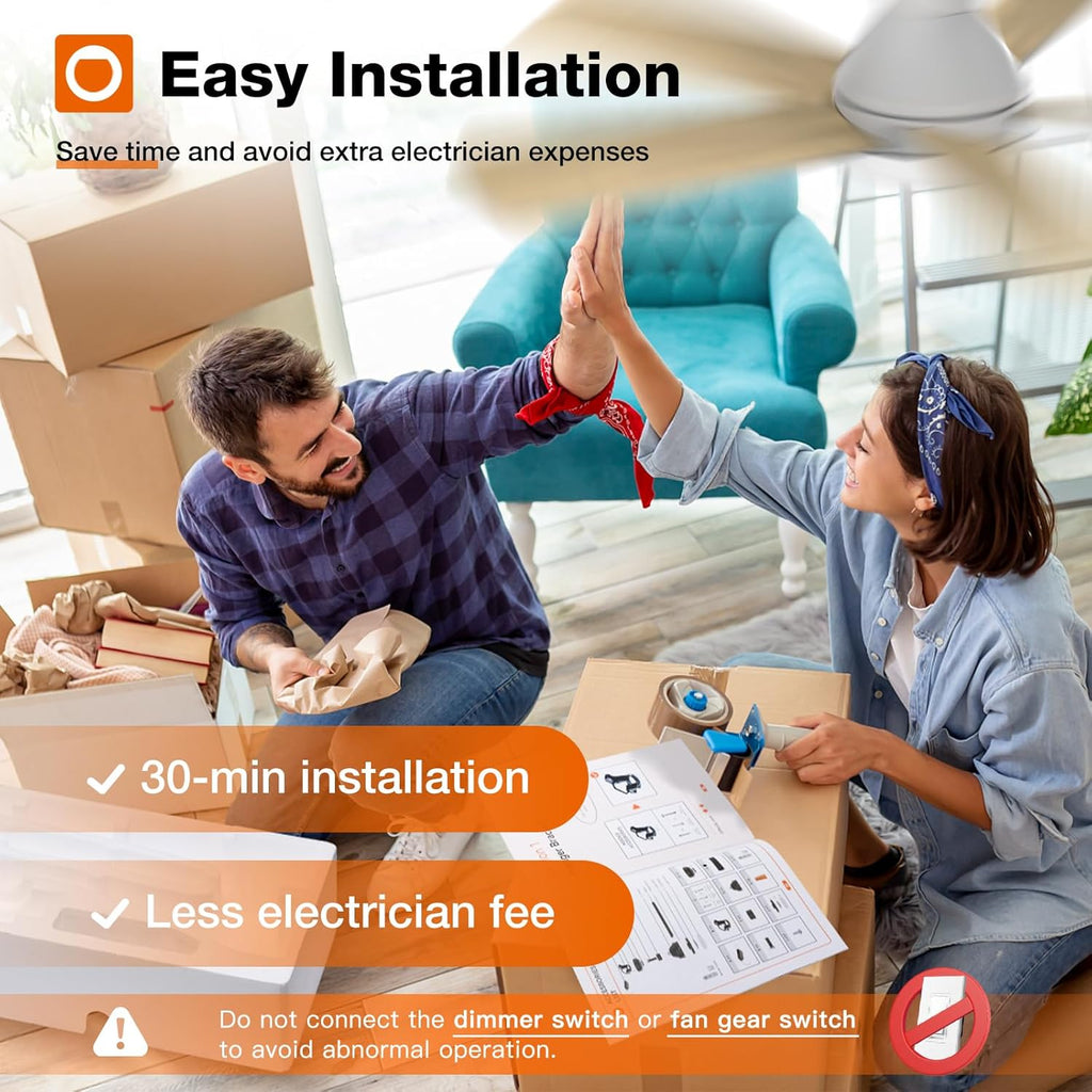 Ceiling Fans with Lights, 42 Inch Low Profile Ceiling Fan with Light And Remote Control, Flush Mount, Reversible, 3CCT, Dimmable, Quiet, White Small Ceiling Fan for Bedroom Indoor/Outdoor Use