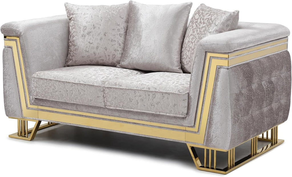 Rebecca G00195A-L Loveseat Shimmering Silver Velvet