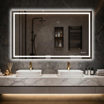 60"x 36" LED Bathroom Mirror with Lights, Backlit + Front Lit Vanity Mirror
