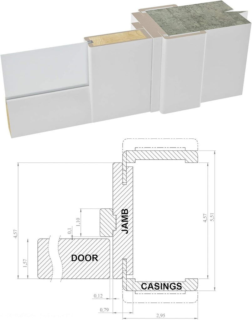 Lucia 22 | Double Swing Interior French Doors with Glass, Solid Wood, Hardware Included, 64x84, Whit
