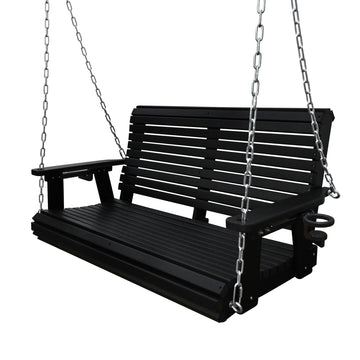 HDPE Porch Swing with 18/8 Stainless Steel Bolts, 4 FT, Iron Black