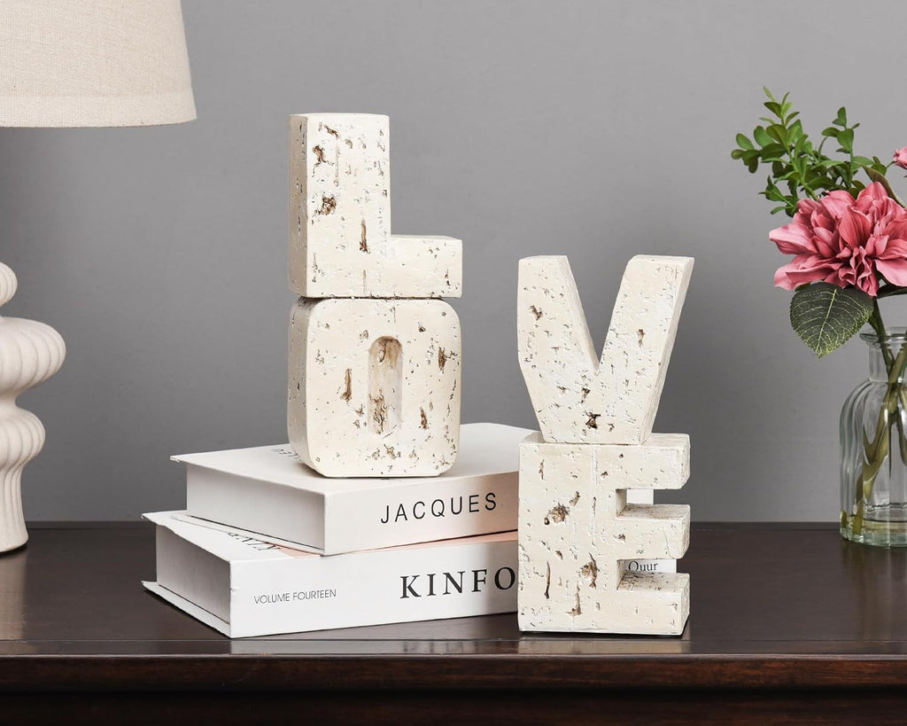 Book Ends Decorative with Love Design,Small Farmhouse Heavy Duty Bookends | Book Holders for Shelves, Book Stoppers