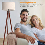 Wood Tripod Floor Lamp, Mid Century Standing Lamp, Modern Design Studying Light Room and Office