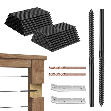 200 Pack 1/8" Black Cable Railing Kit, T316 Marine Grade Stainless Steel Right&Left Handed Thread Swage Lag Screws
