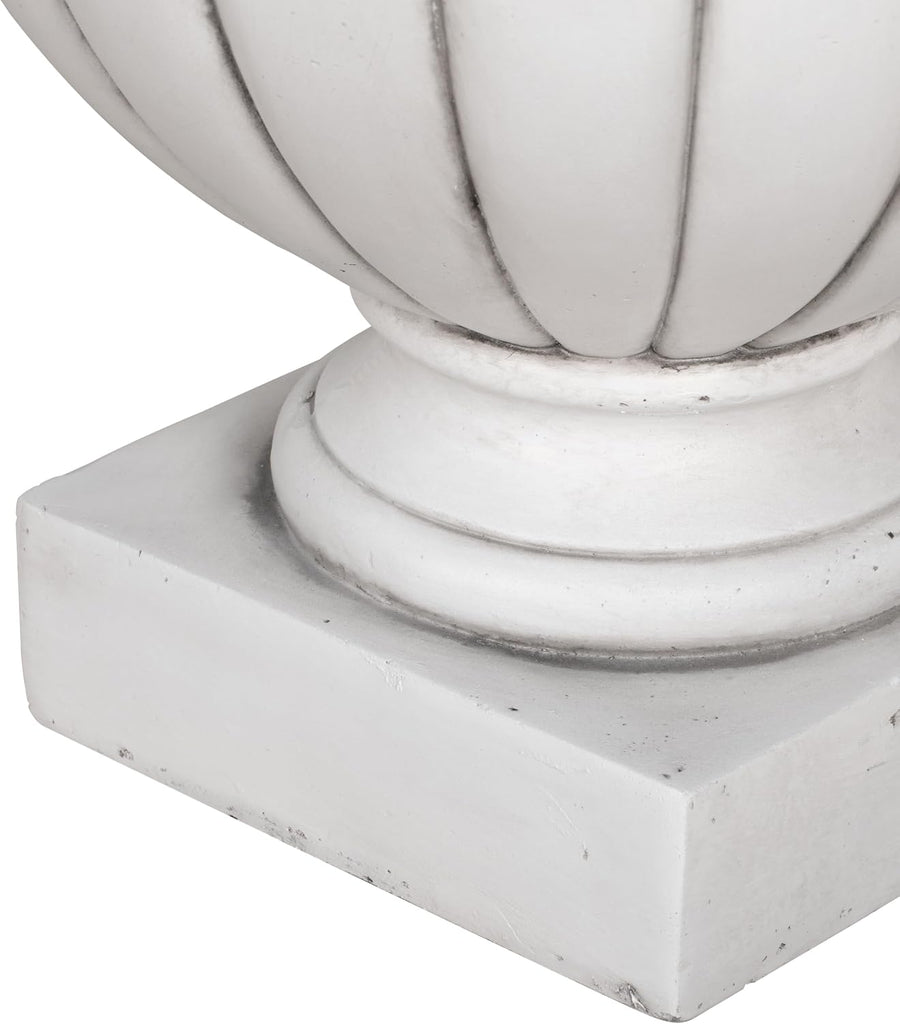 23.03" H Classical Scalloped Pedestal Urn Planter - Weather-Resistant MGO Outdoor Flower Pot for Garden, Patio &