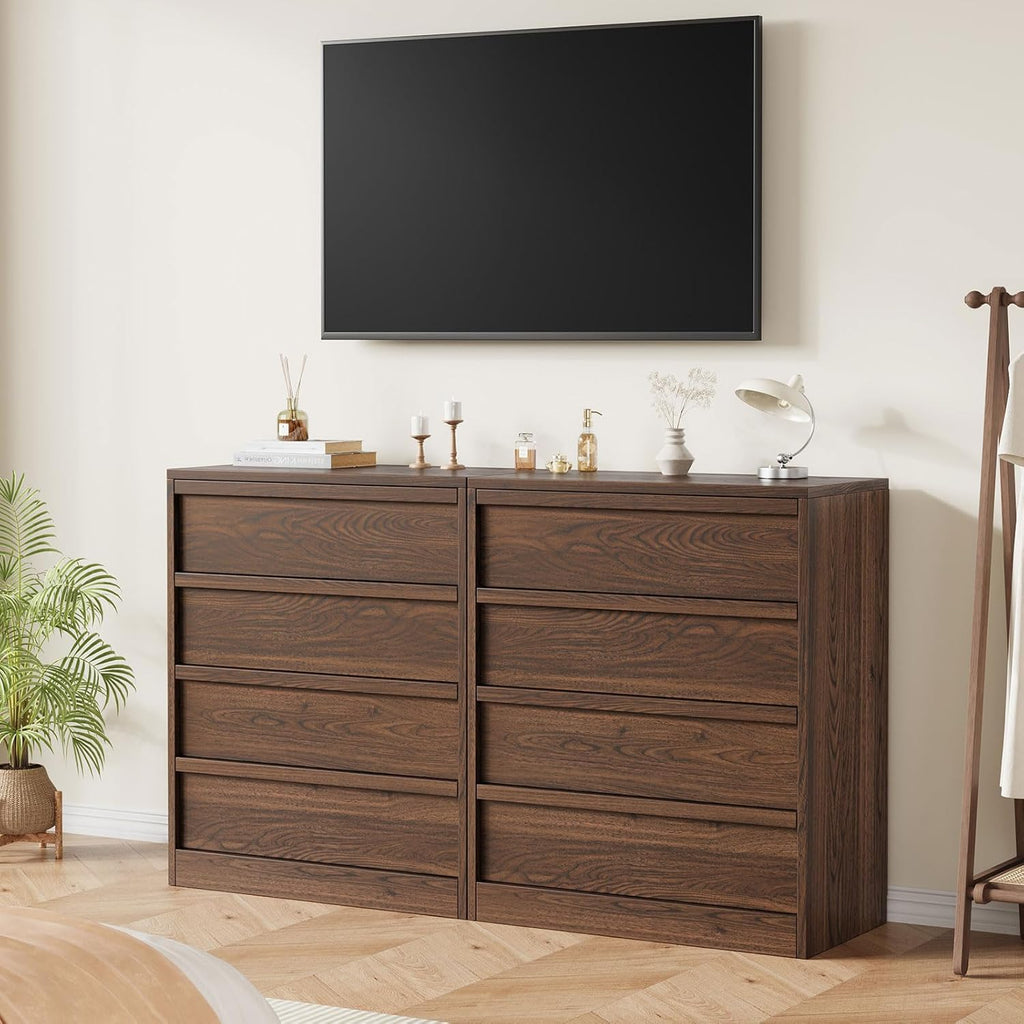 4 Drawers Nightstand , Wooden Small Bedside Table Cabinet with Large Storage & Anti-Tip Device, Modern End Side Table