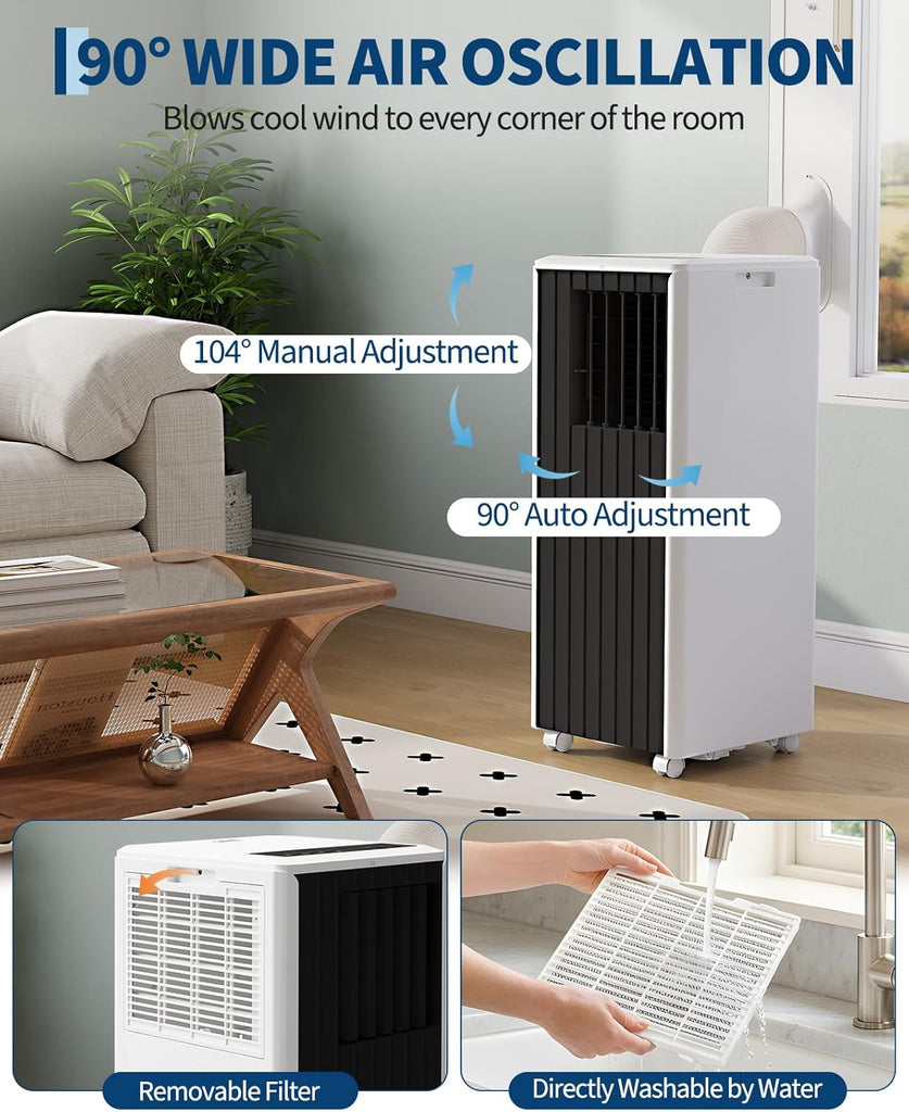8000 BTU Portable Air Conditioner, 3-in-1 Cooling