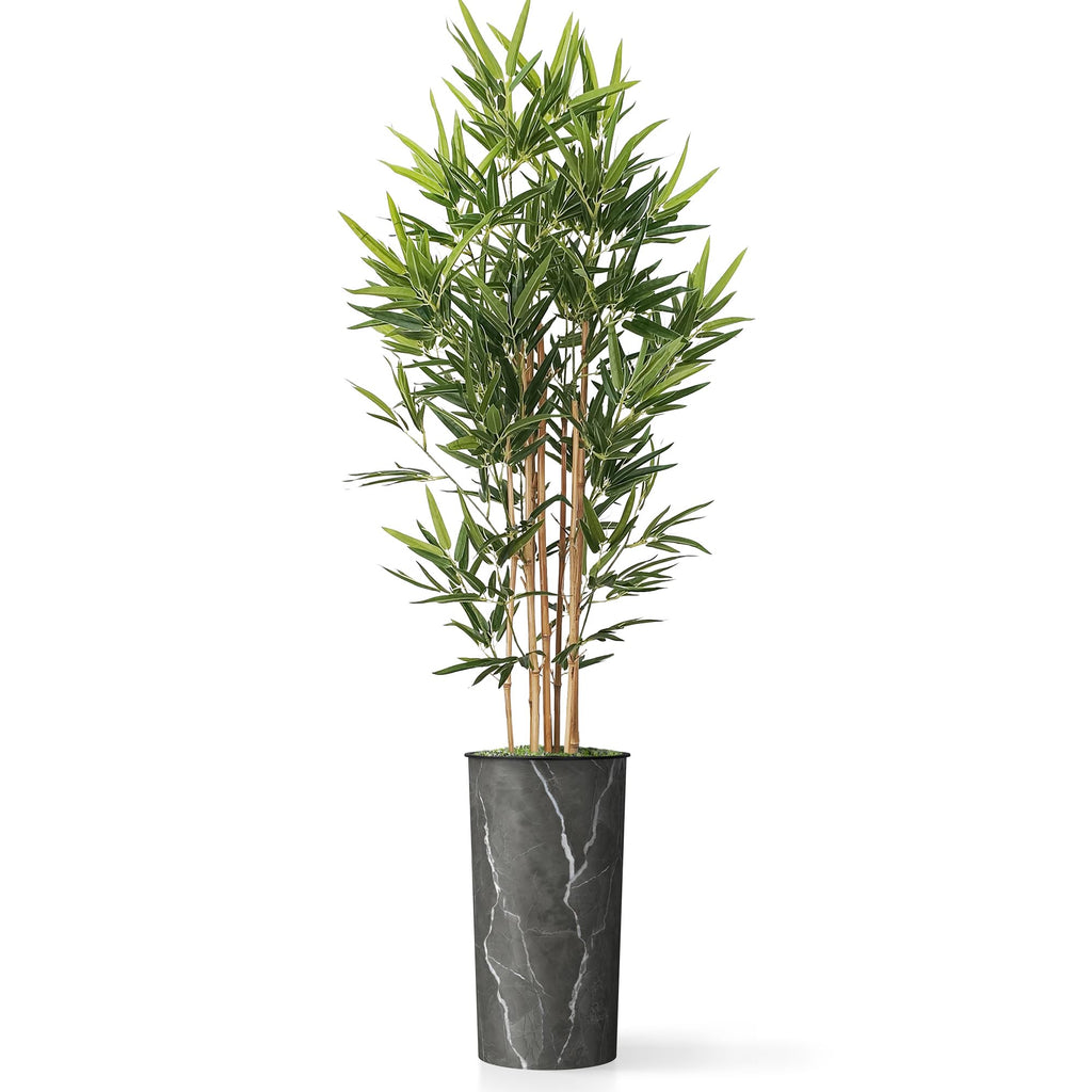 Tree in Modern Granite Effect Planter, Fake Bamboo Silk TRE for Indoor and Outdoor Home Decoration - 70" Overall Tall