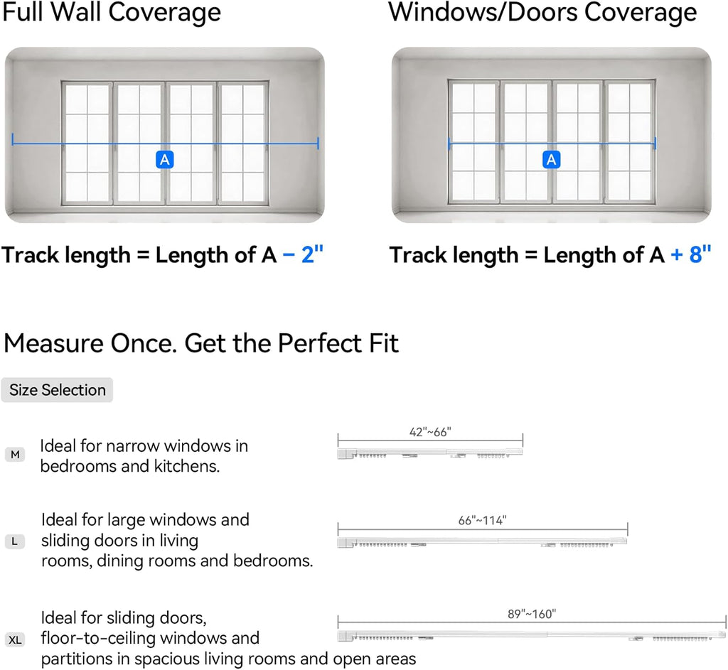 M1 No-Cut Telescopic Motorized Curtain Track, Apple Home Certified Matter Smart Curtain System, Works with