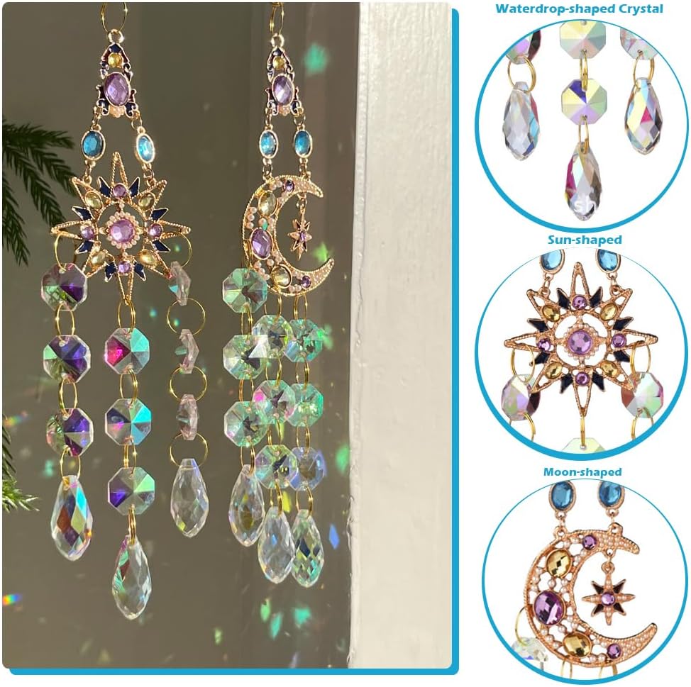 Crystal Suncatcher, Sun Catcher Crystals for Window Hanging, Crystal Wind Chimes Outdoor Indoor Decoration