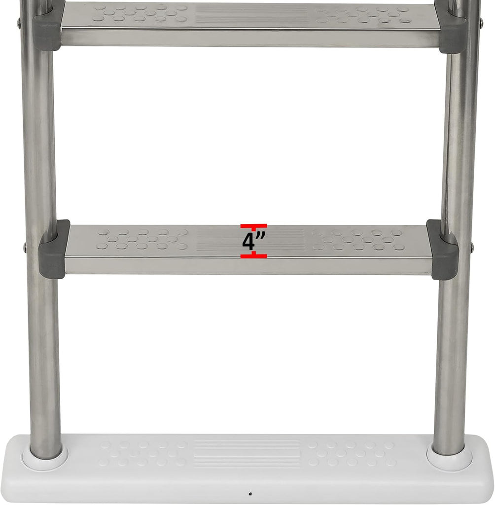 Hi-Rise Reverse Bend Stainless Steel in-Pool Ladder w/Stainless Steel Steps | for Above-Ground Swimming Pools