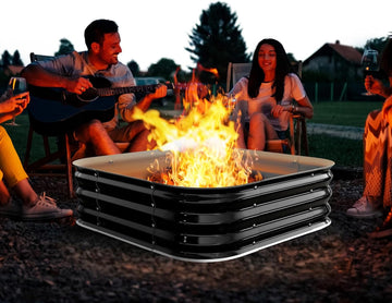 Fire Pit 36 Inch, Height 11.5 Inch, Square Galvanized Steel Fire Pit for Outside, Heavy Duty Steel Fire Pits In-Ground