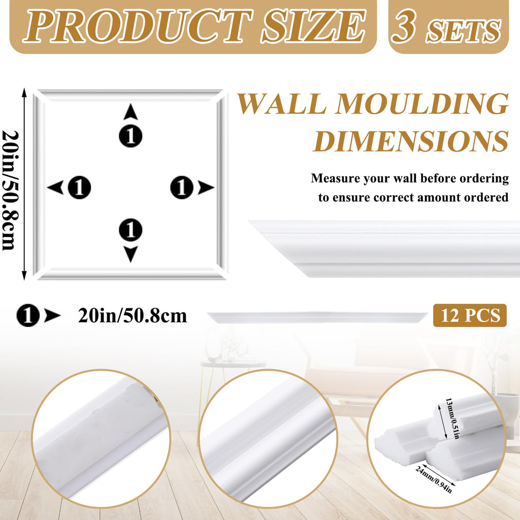 Accent Wall Molding Kit Premade Panel,3set,20x20in