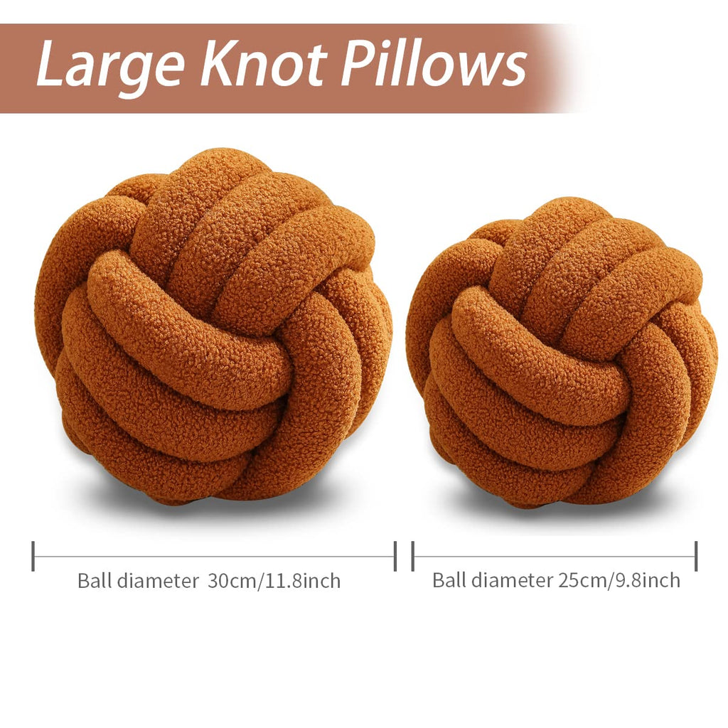 Knot Pillow Ball 9.8inch Round White Knot Pillow Soft Home Decorative Pillow Boucle Circle Knotted Pillow Handmade