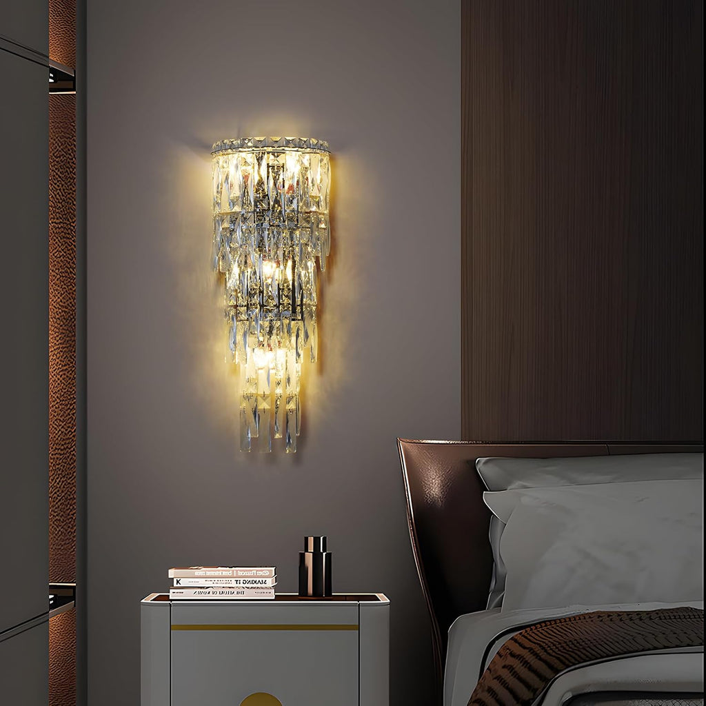 Wall Sconces,Modern Crystal Wall light Fixtures Indoor Luxury Chrome Wall Lamp,K9 Acrylic Crystal Drops Wall