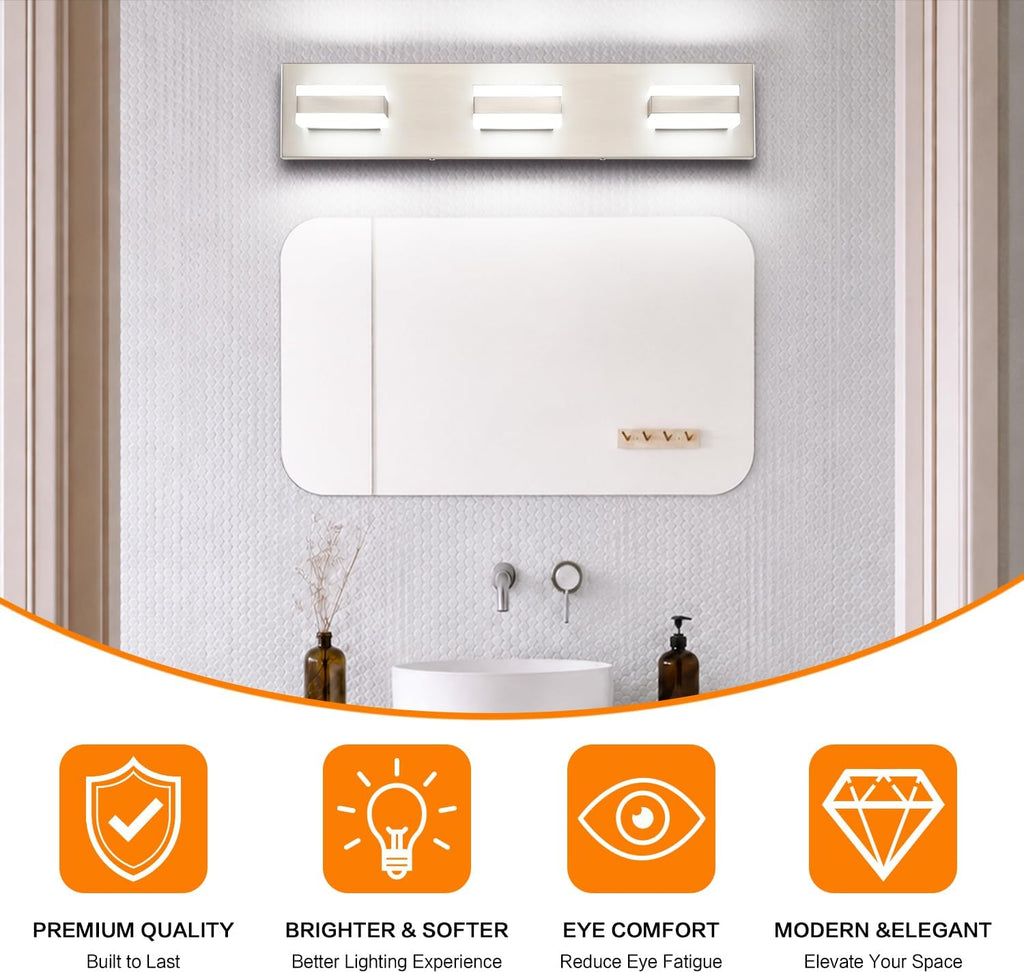 Bathroom Vanity Lights Over Mirror Brushed Nickel Bathroom Light Fixture 3 Light Led Lights s Vanity Lights for Bath