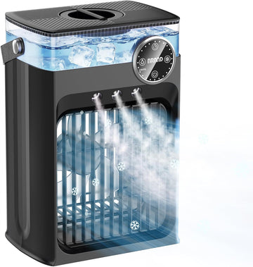 Portable Air Conditioners, 4 in 1 Evaporative Air Cooler with 1200ML Tank, Queit Cooling Fan with Remote Control, 2