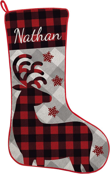 Personalized - Rustic Christmas Decor - Customize with Your Name - Stockings for Family - 19" L - Perfectly Plaid