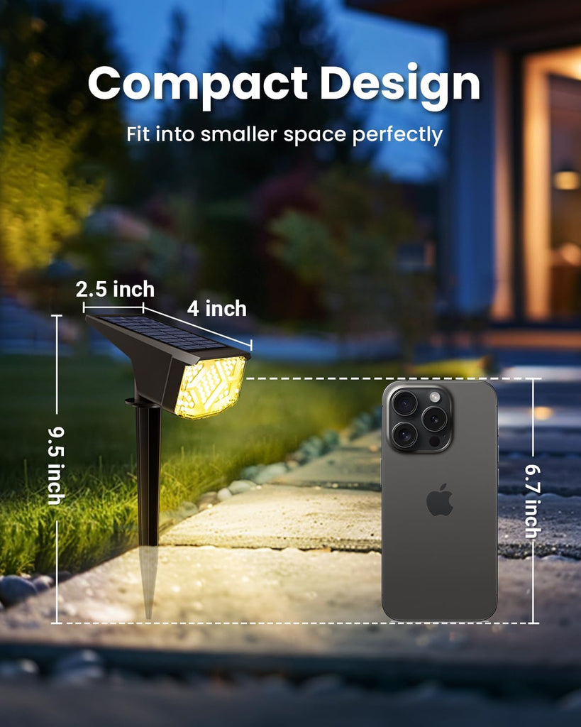 Spot Lights Outdoor Waterproof, Solar Spotlights 10 Pack Warm White | Solar Landscape Spotlights Outdoor, Compact