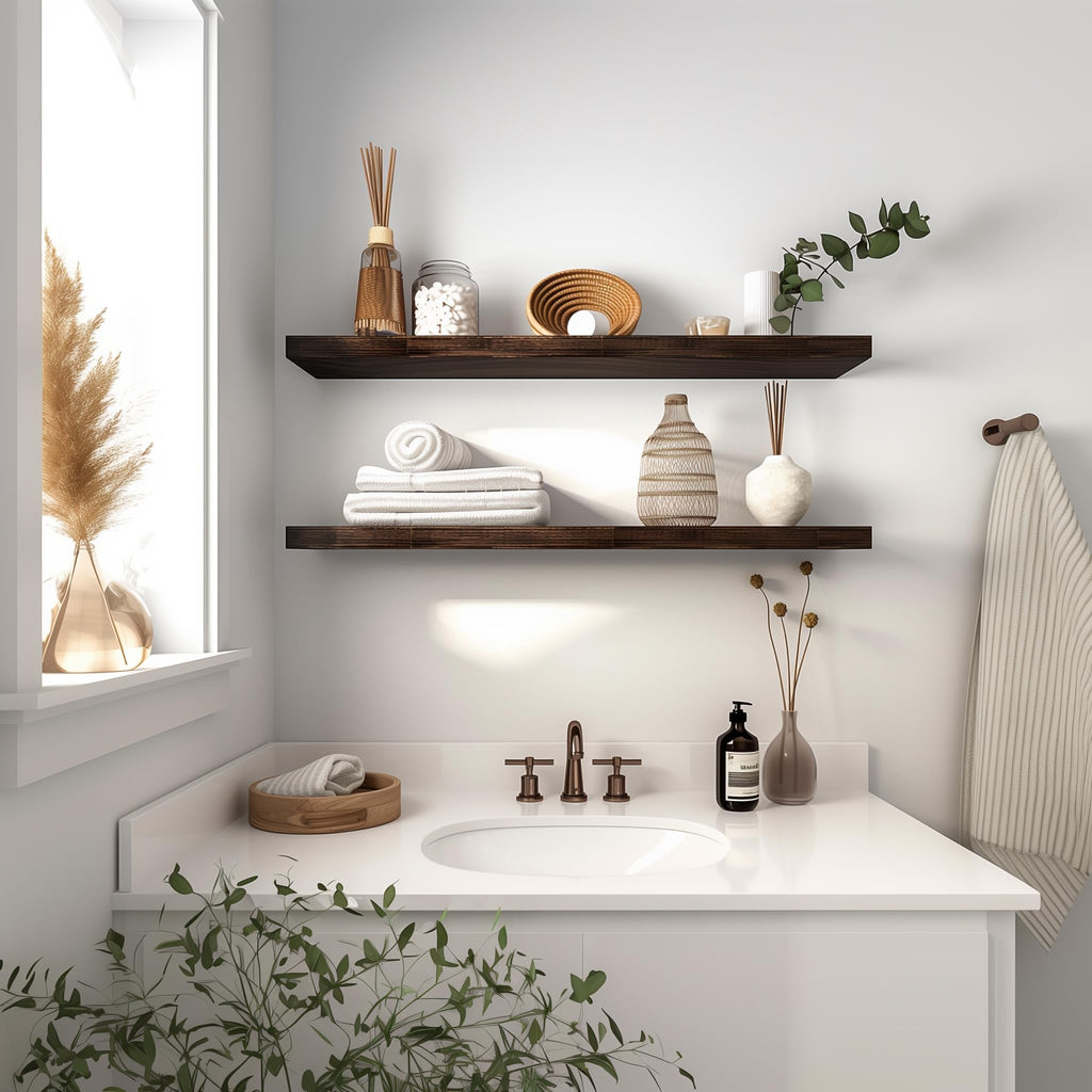 36 Inch Floating Shelves for Wall Rustic Brown Wood Wall Shelves Set of 4