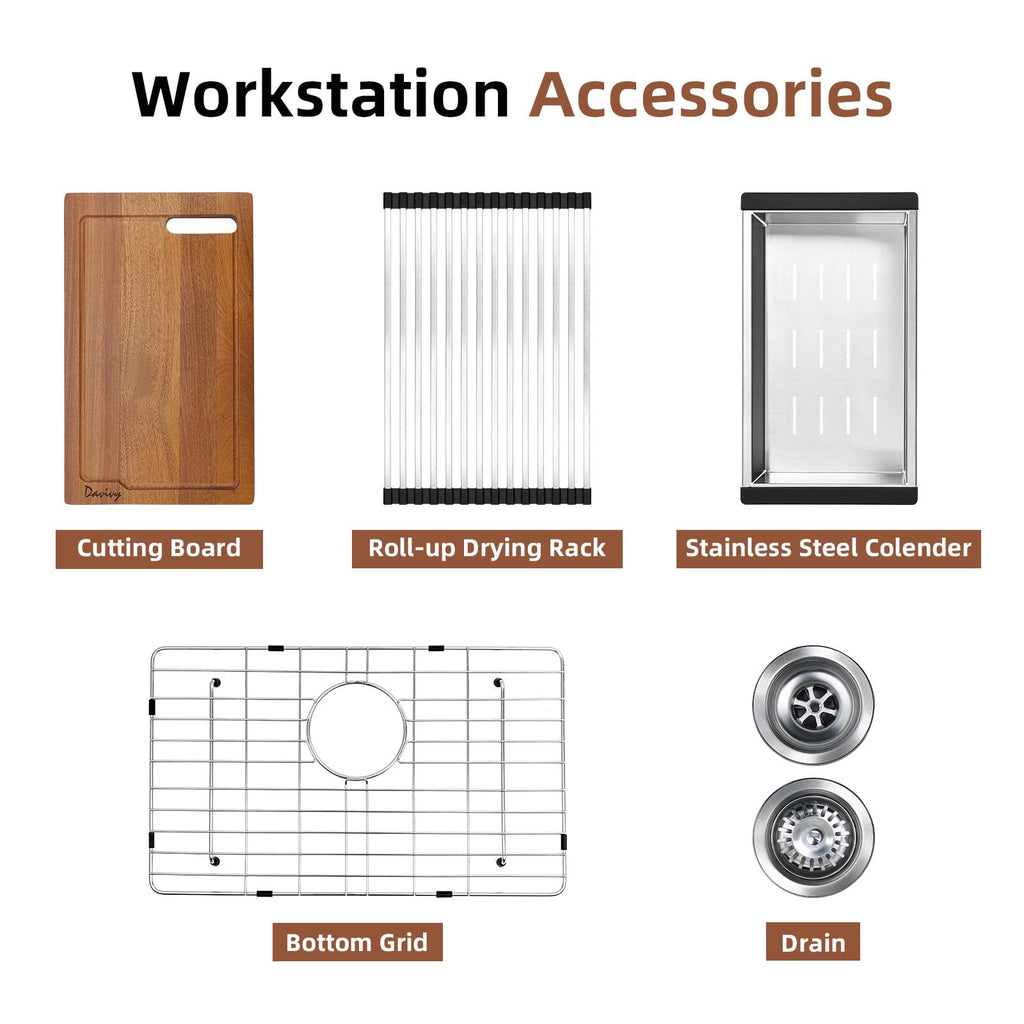 25 Inch White Drop in Granite Composite Workstation