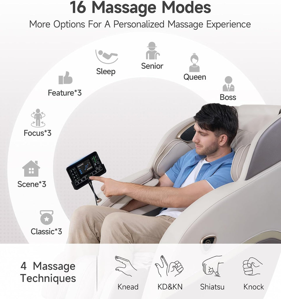 3D Massage Chair Full Body SL-Track Recliner Favor-22 | 16 Auto Modes, 4 Massage Techniques, Voice Broadcast, Body