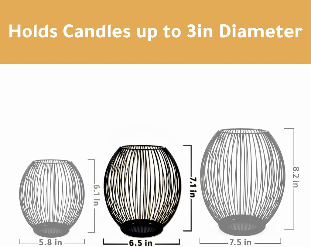 Small Outdoor Candle Holders for Patio - Pillar Candle Holder - Black Wire Candle Holder for Table Centerpiece - Iron