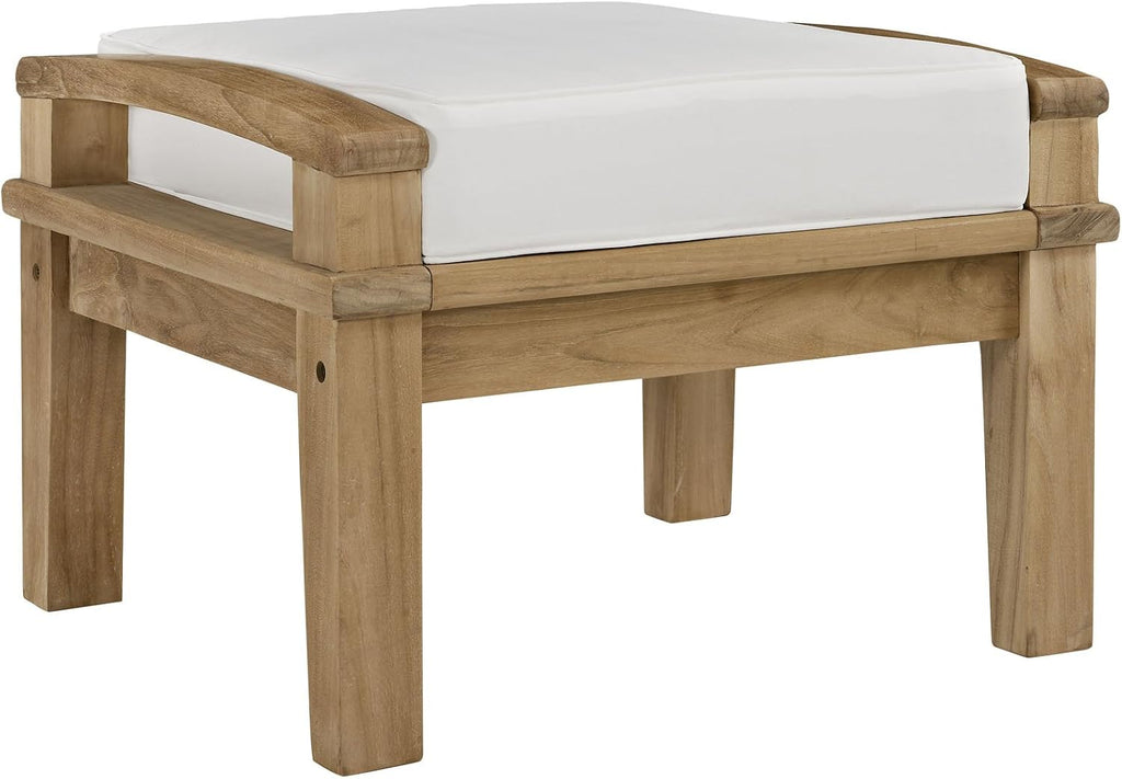 Marina Premium Grade A Teak Wood 5-Piece Outdoor Patio Furniture Set in Natural White