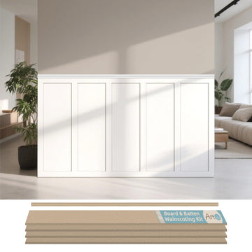 MDF Premade Paintable Board and Batten Wainscoting Kit, 189 x 54 in