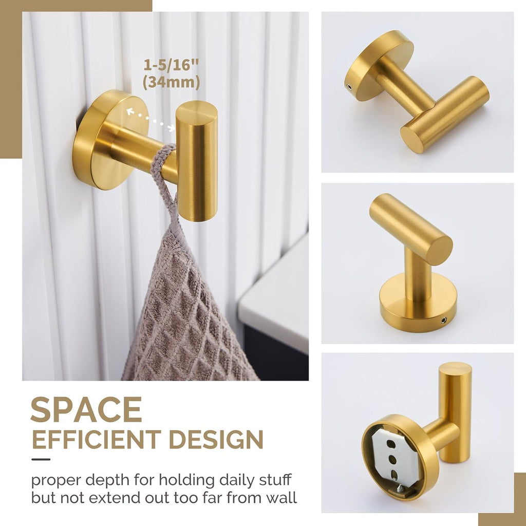 Bathroom Hardware Set Brushed Dark Gold, 4-Piece | SUS304 Stainless Steel Bathroom Fixtures Accessory Kit with Towel