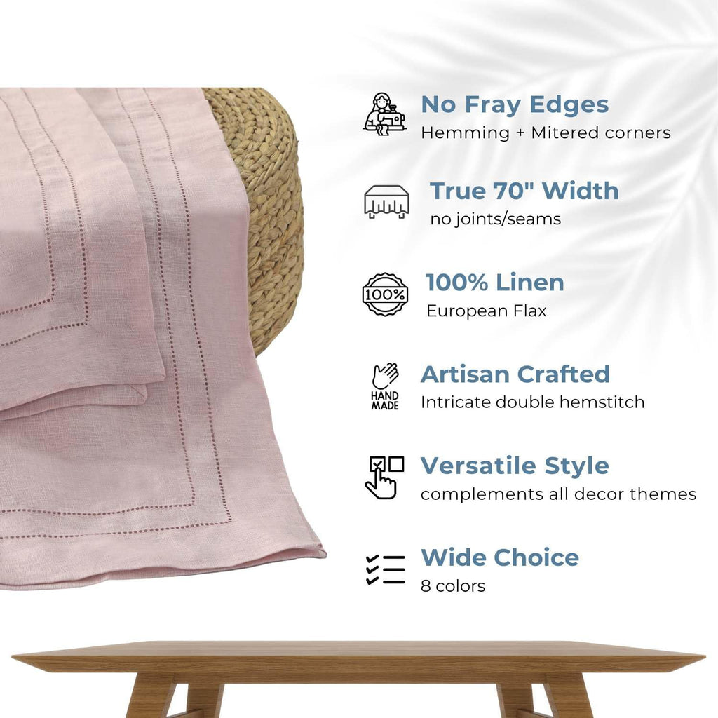 Premium 100% Pure Linen Tablecloth 70"x120" Rectangle, Double Hemstitched Table Cover for Dinner, Pa